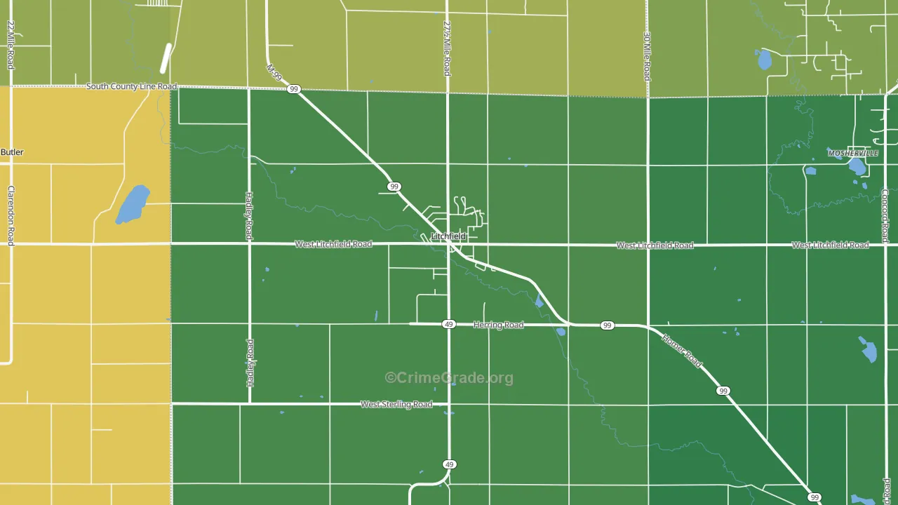 49252, MI Map of Vehicle Theft Rates