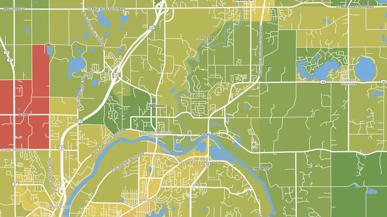 49306, MI Map of Vehicle Theft Rates