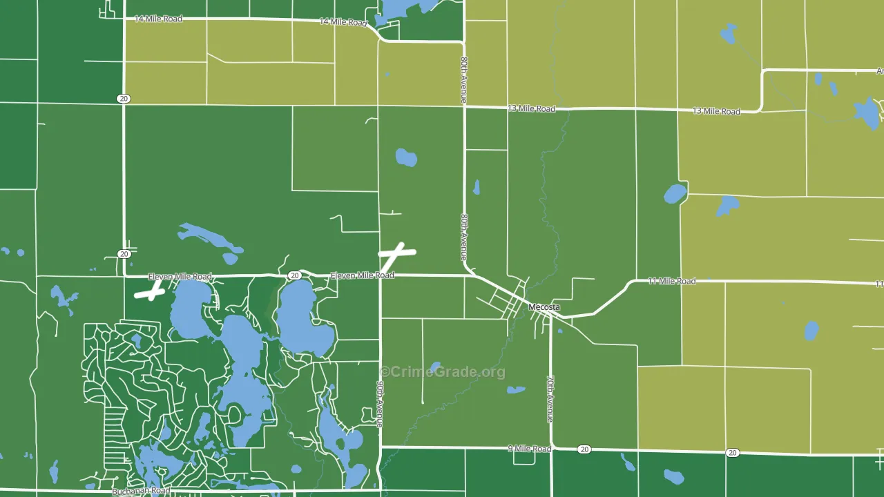 49332, MI Map of Vehicle Theft Rates