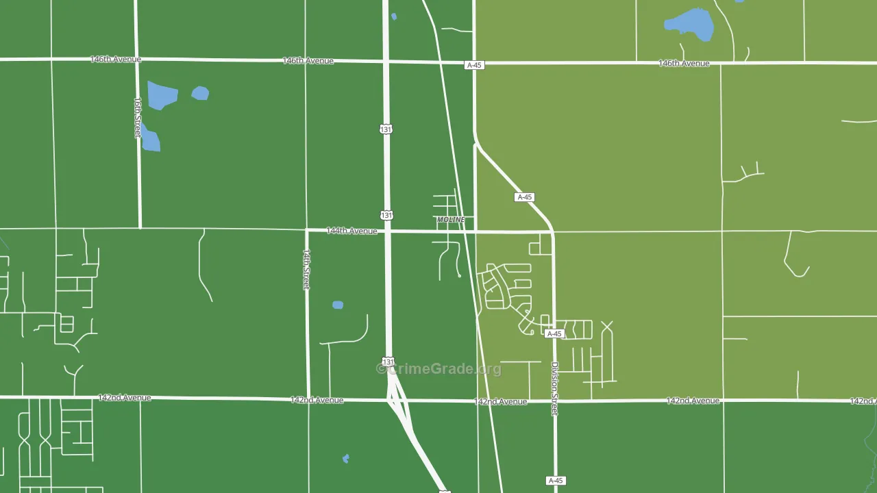 49335, MI Map of Vehicle Theft Rates