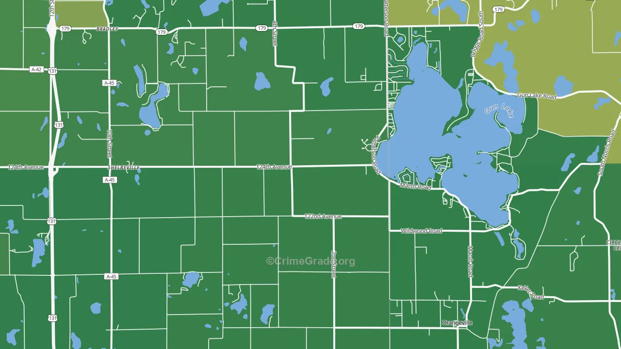 49344, MI Map of Vehicle Theft Rates