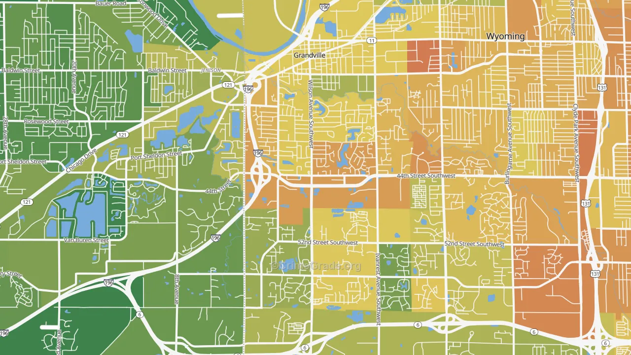 49418, MI Map of Vehicle Theft Rates