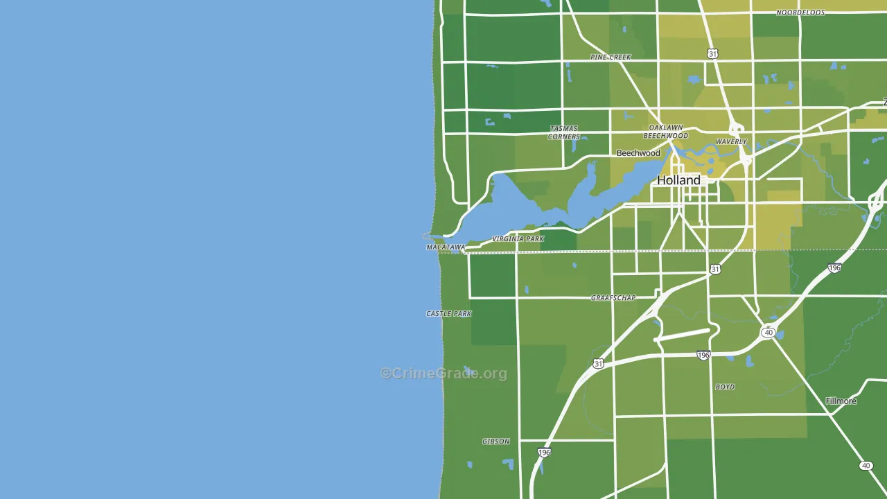 49434, MI Map of Vehicle Theft Rates