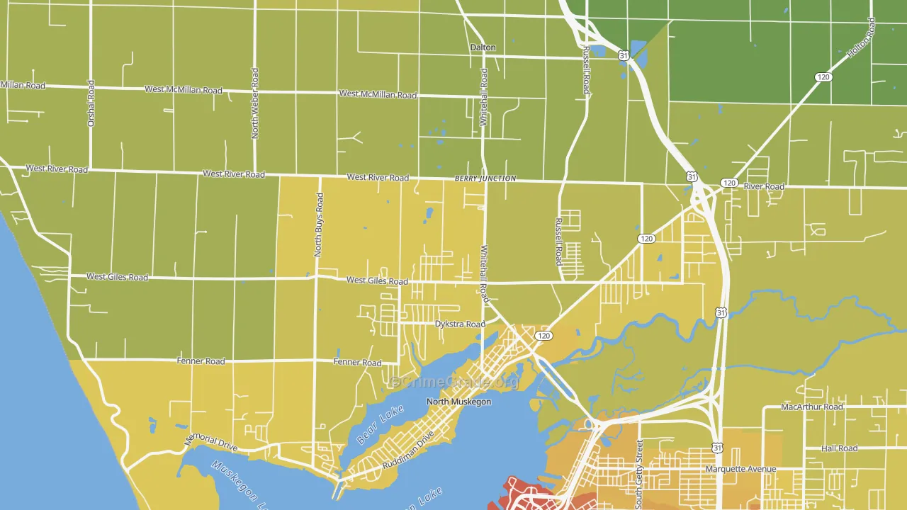 49445, MI Map of Vehicle Theft Rates