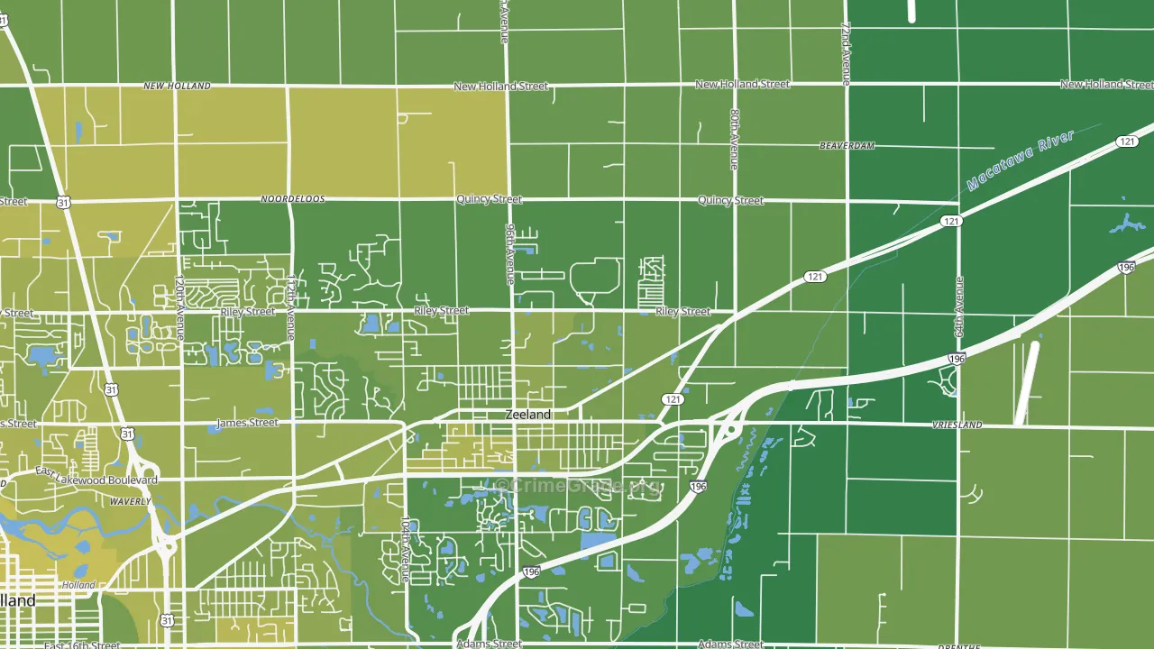 49464, MI Map of Vehicle Theft Rates