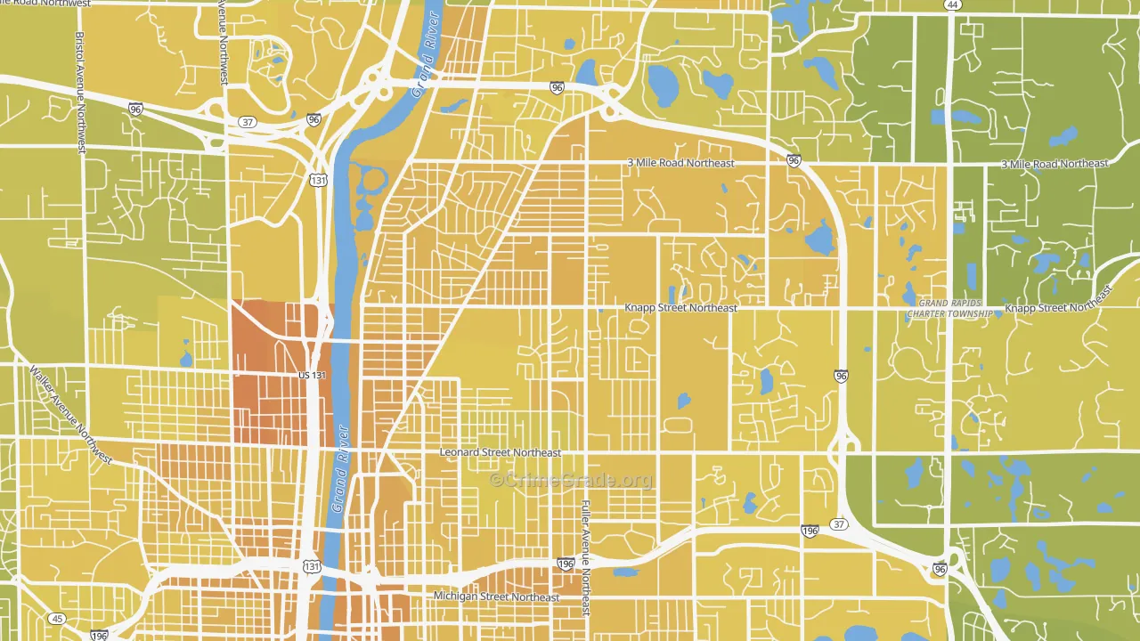 49505, MI Map of Vehicle Theft Rates