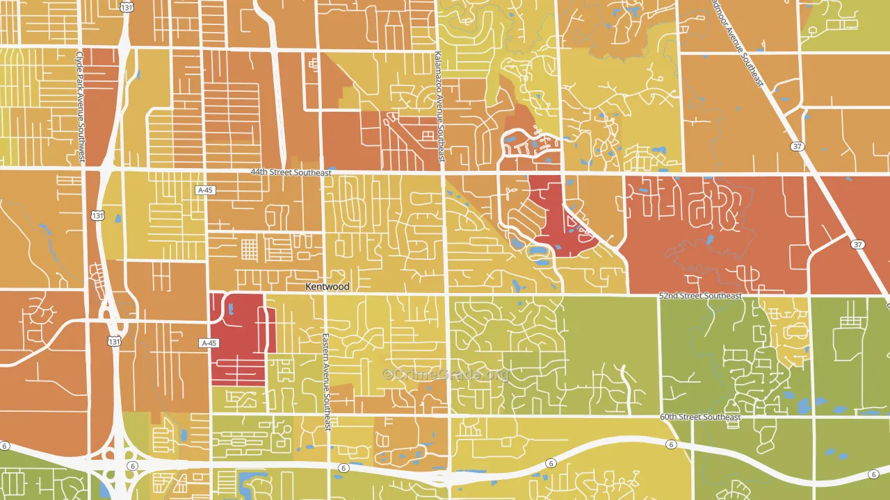 49508, MI Map of Vehicle Theft Rates