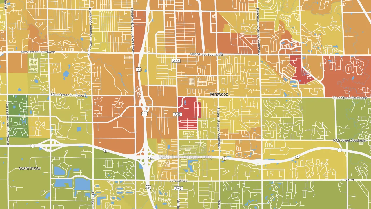 49548, MI Map of Vehicle Theft Rates