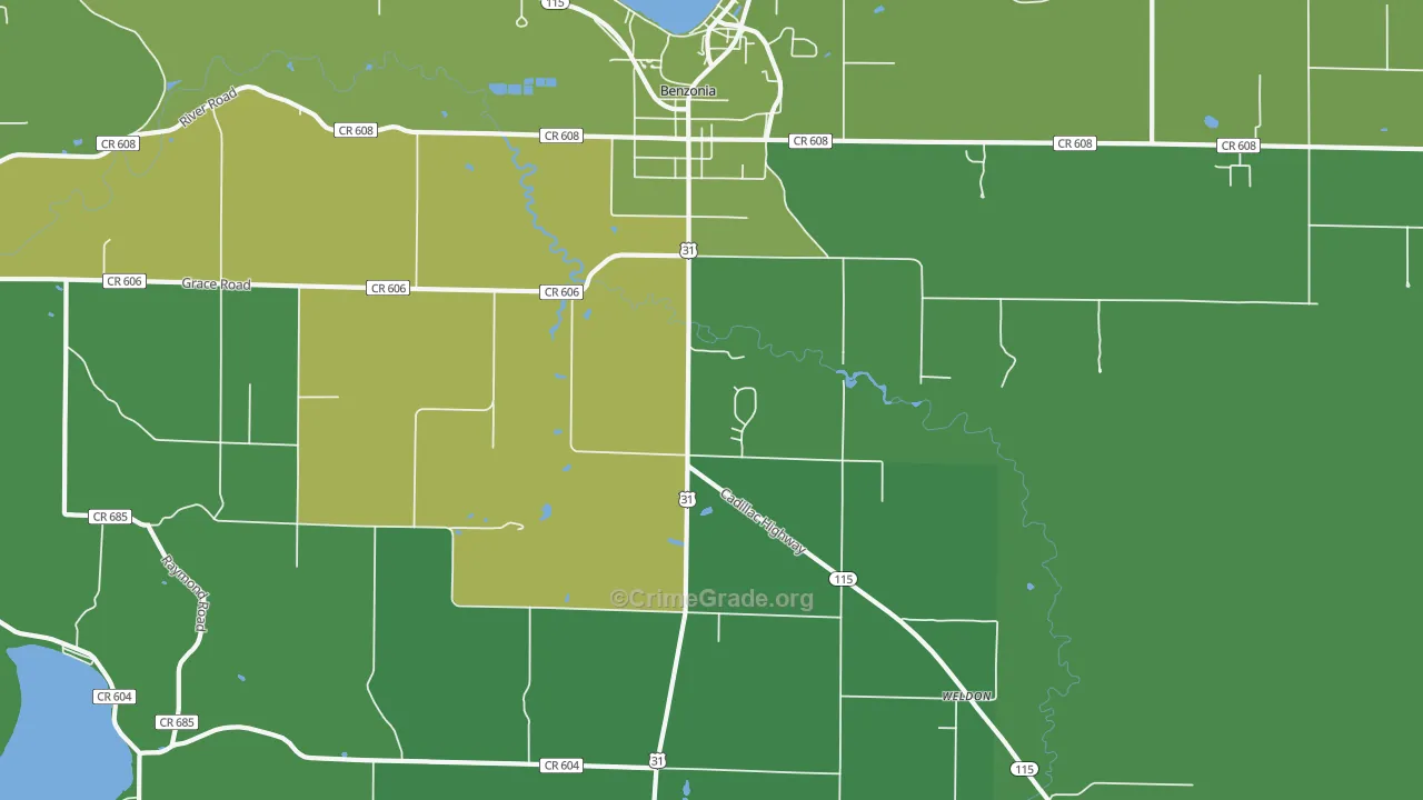 49616, MI Map of Vehicle Theft Rates