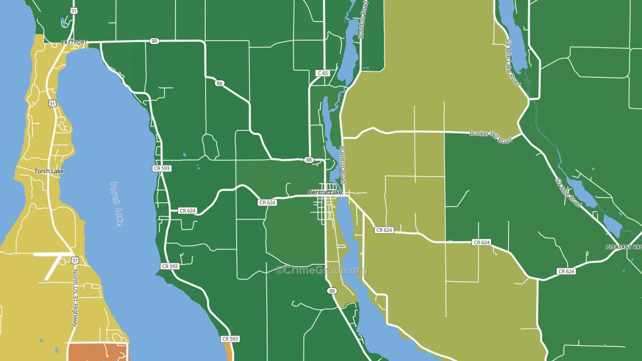 49622, MI Map of Vehicle Theft Rates