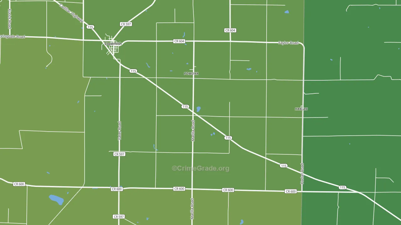 49625, MI Map of Vehicle Theft Rates