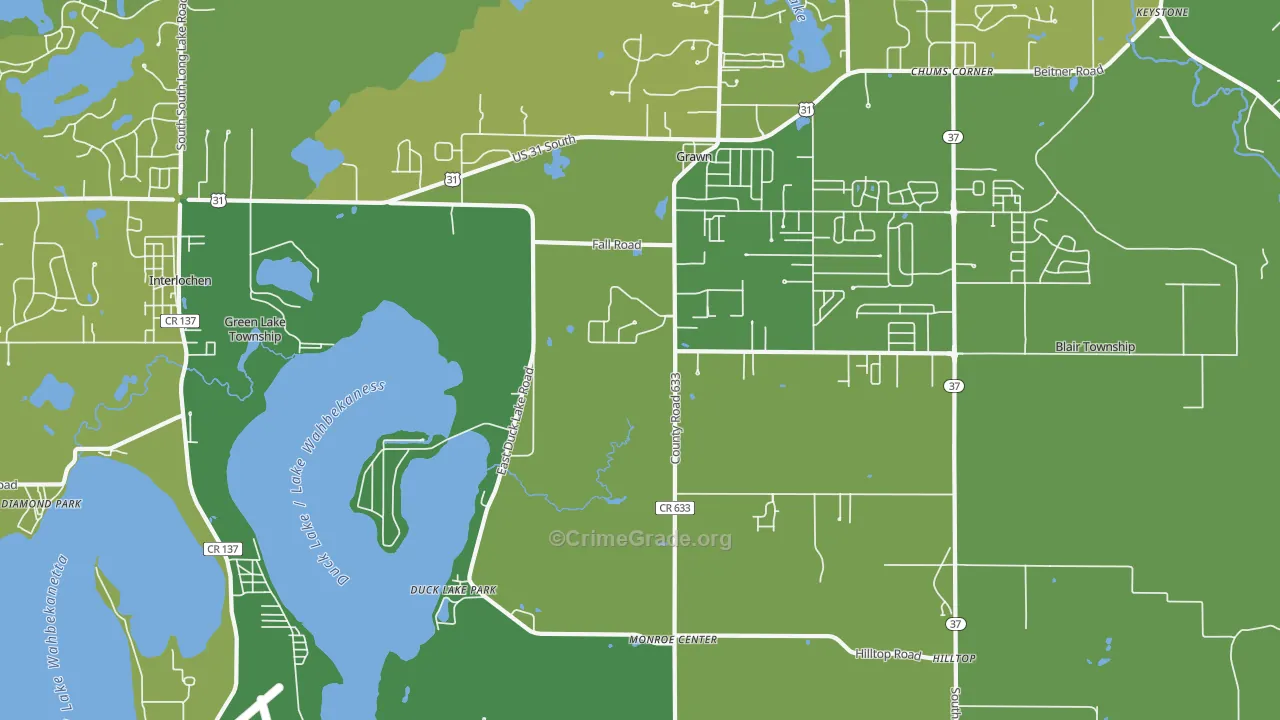 49637, MI Map of Vehicle Theft Rates