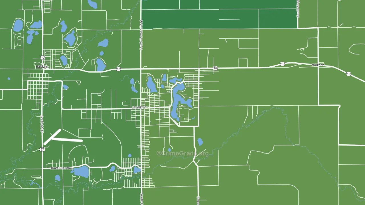 49642, MI Map of Vehicle Theft Rates