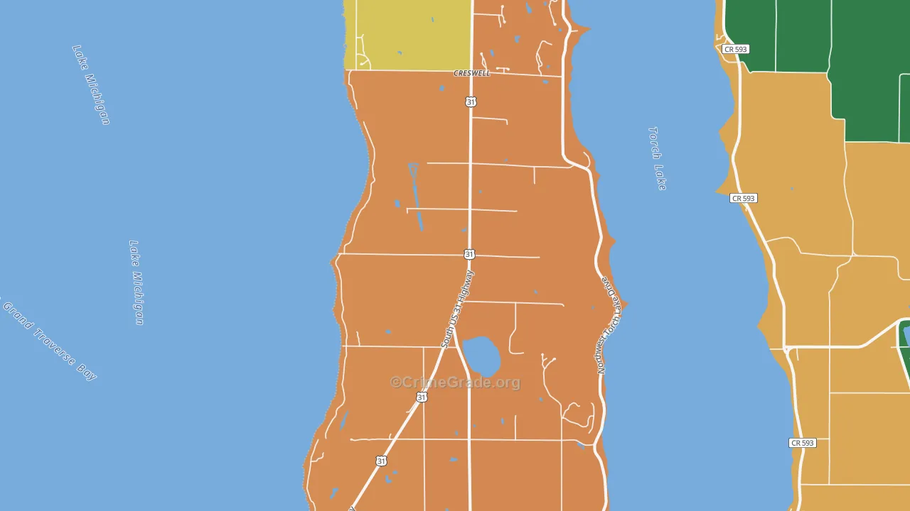 49648, MI Map of Vehicle Theft Rates