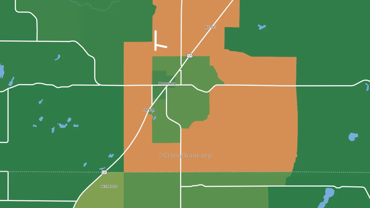 49659, MI Map of Vehicle Theft Rates