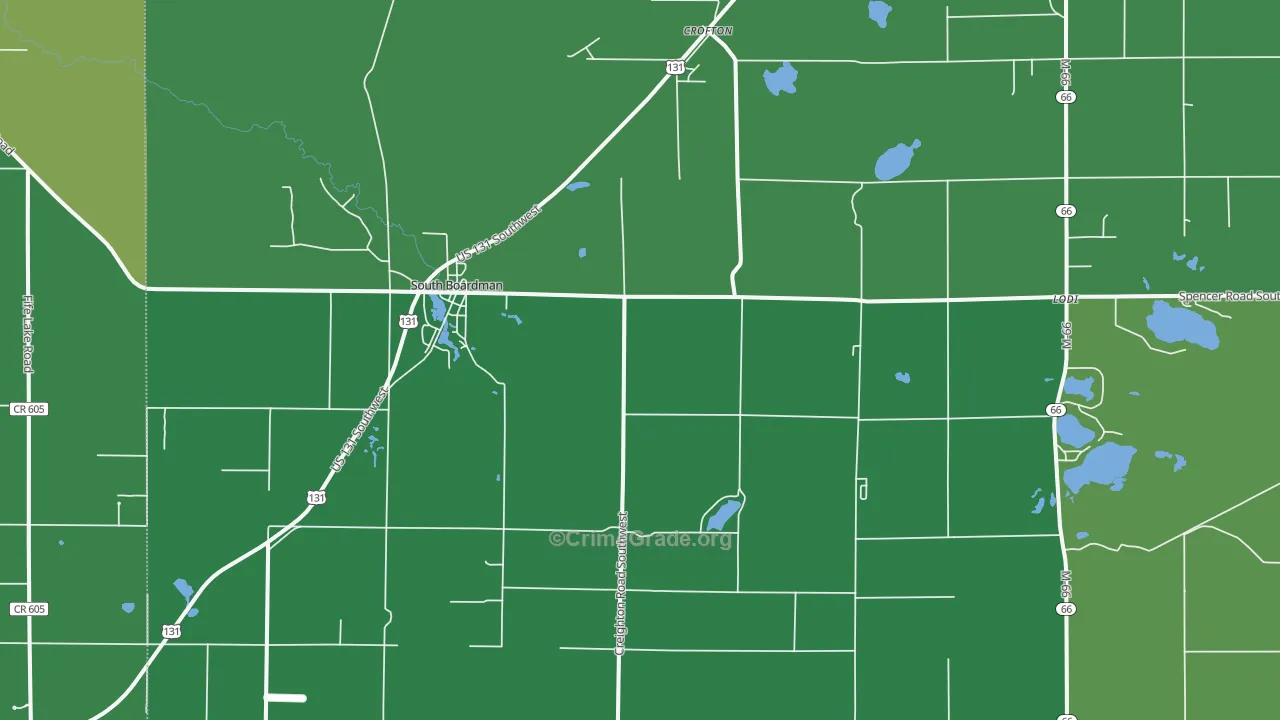 49680, MI Map of Vehicle Theft Rates