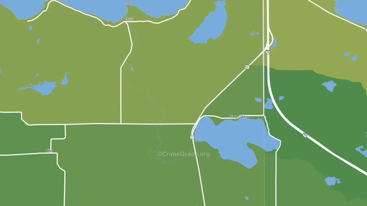 49718, MI Map of Vehicle Theft Rates