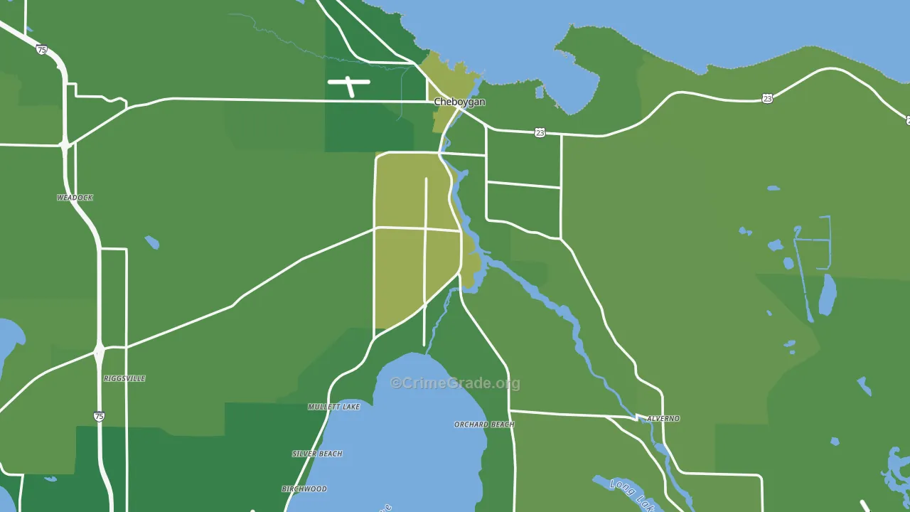 49721, MI Map of Vehicle Theft Rates