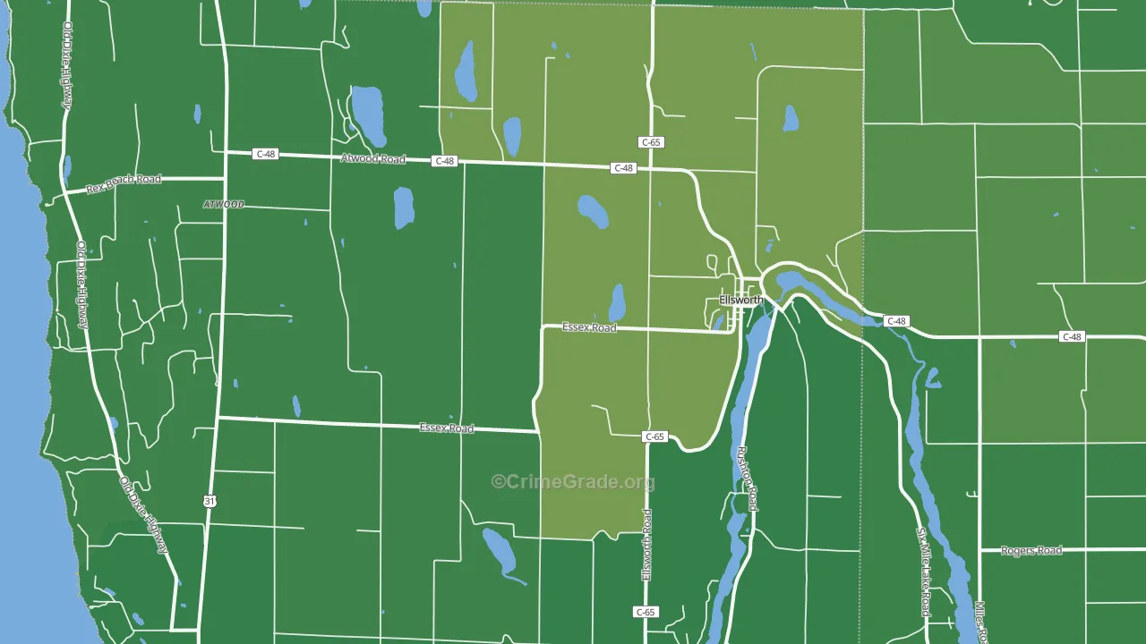49729, MI Map of Vehicle Theft Rates