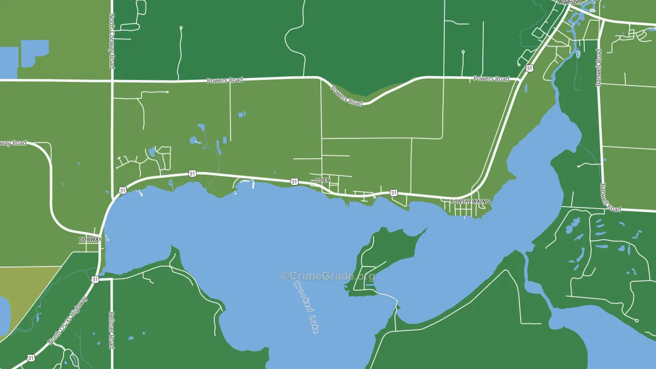 49764, MI Map of Vehicle Theft Rates
