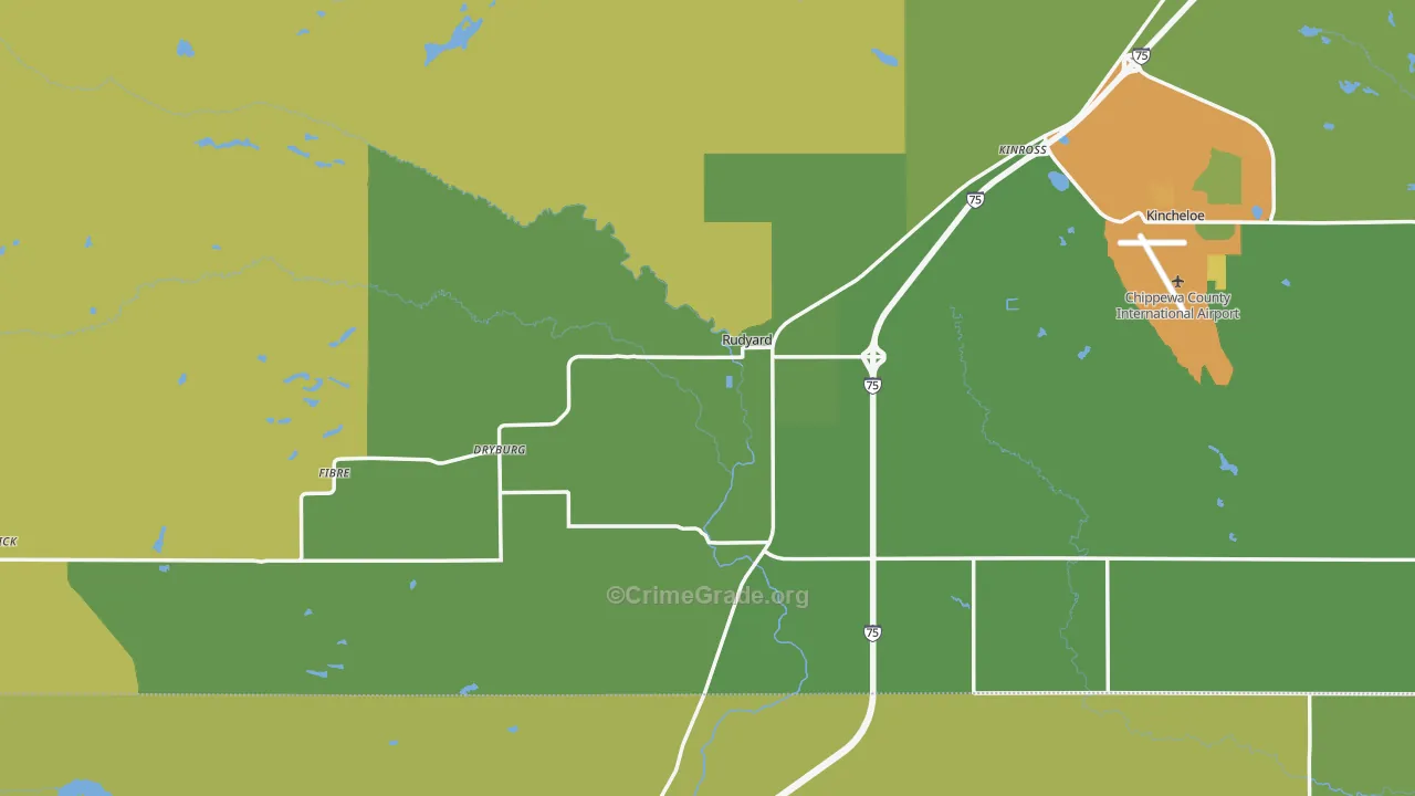 49780, MI Map of Vehicle Theft Rates