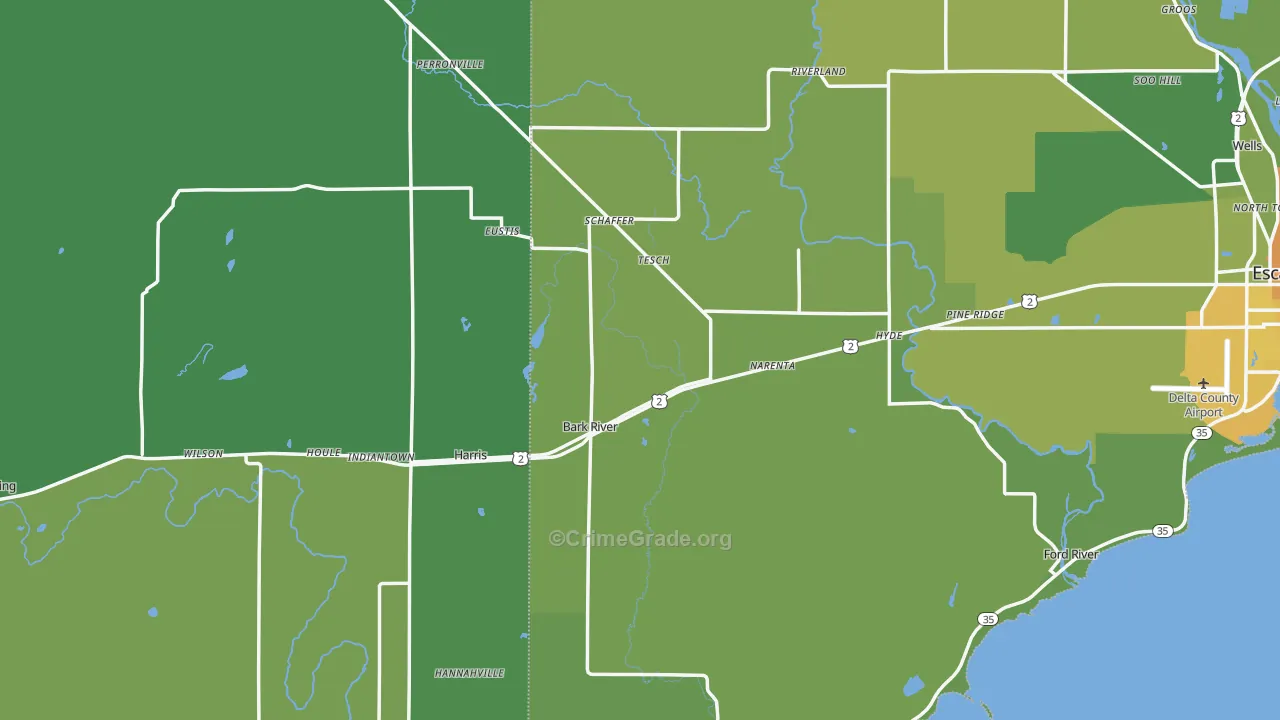 49807, MI Map of Vehicle Theft Rates