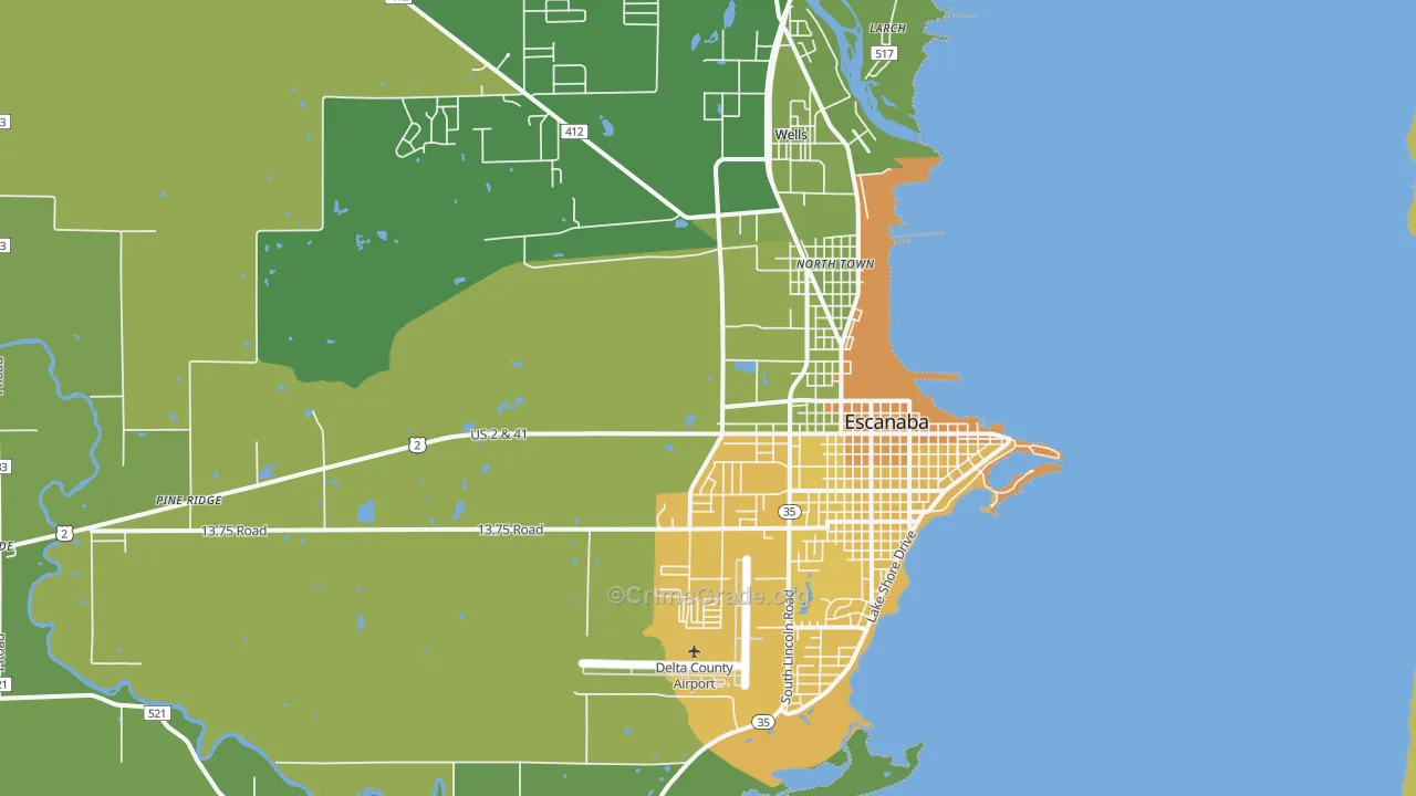 49829, MI Map of Vehicle Theft Rates