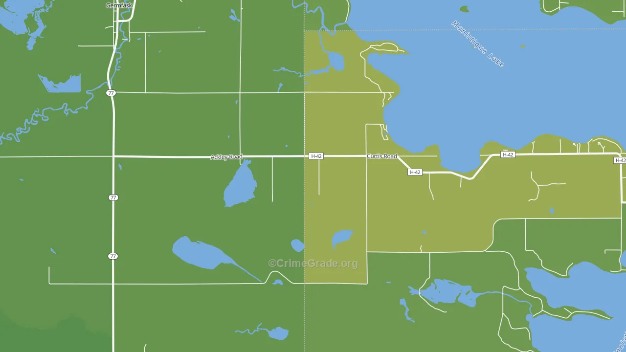 49836, MI Map of Vehicle Theft Rates