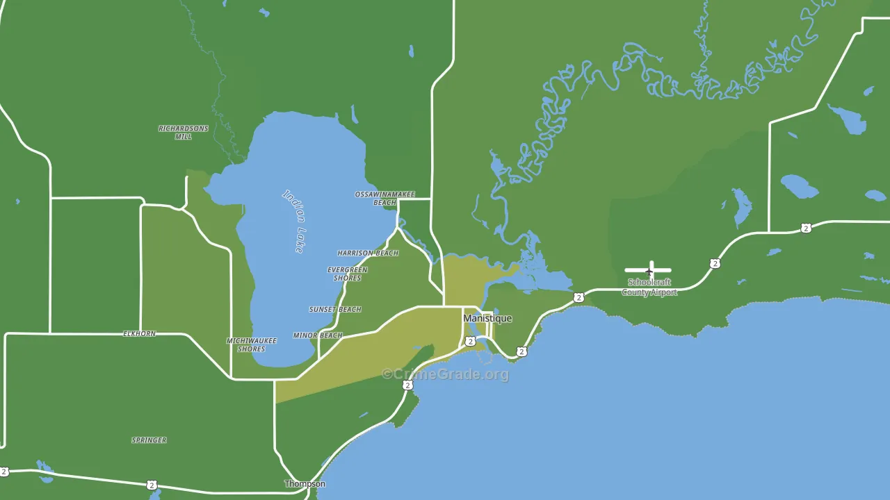 49854, MI Map of Vehicle Theft Rates