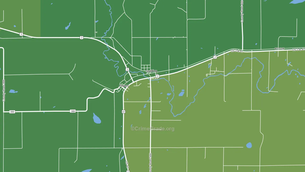 49874, MI Map of Vehicle Theft Rates