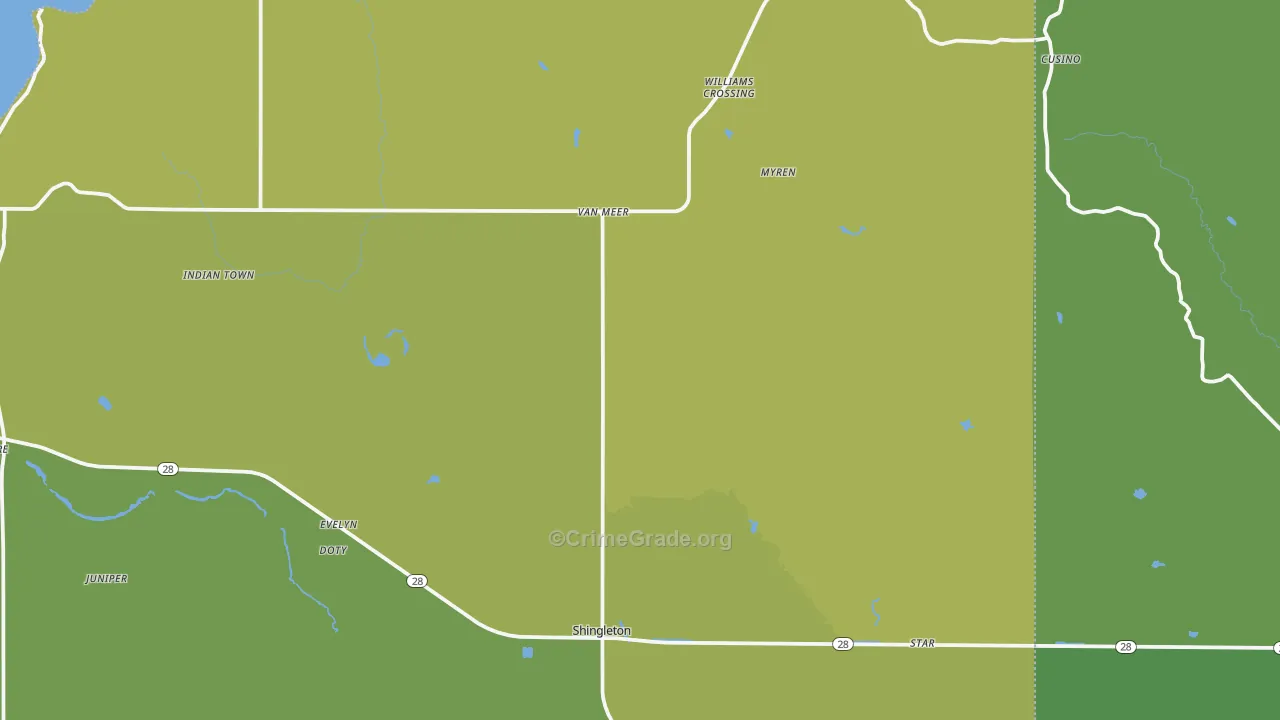 49884, MI Map of Vehicle Theft Rates