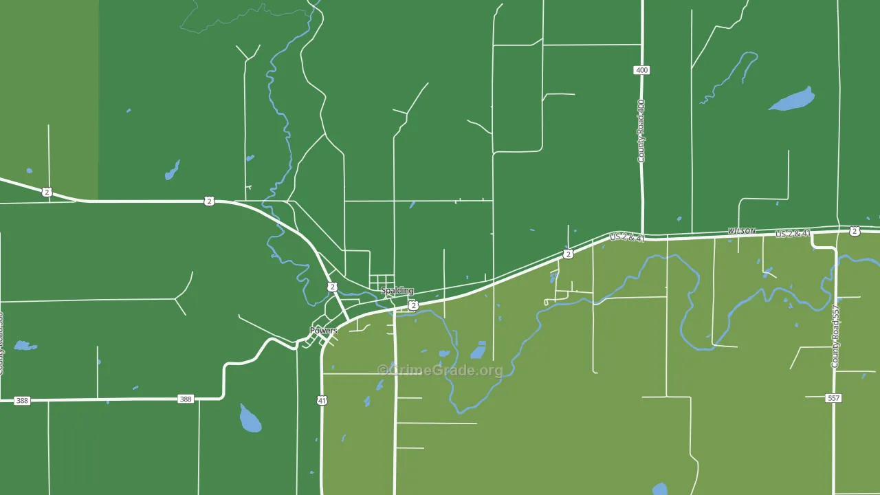 49886, MI Map of Vehicle Theft Rates