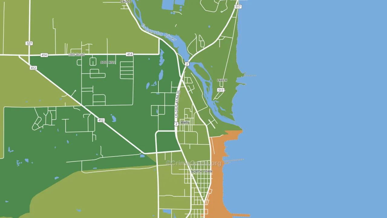49894, MI Map of Vehicle Theft Rates