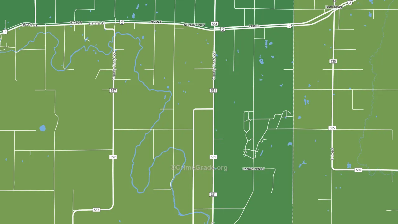 49896, MI Map of Vehicle Theft Rates