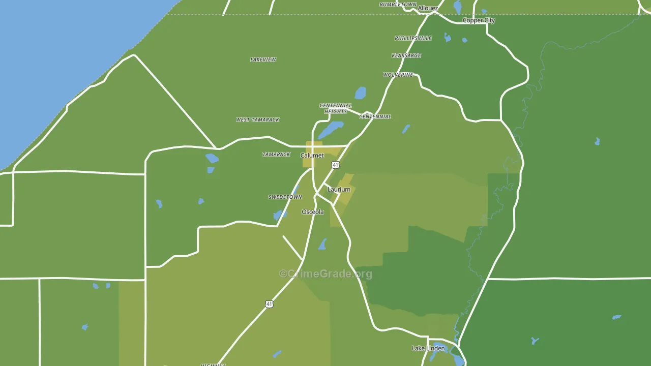 49913, MI Map of Vehicle Theft Rates