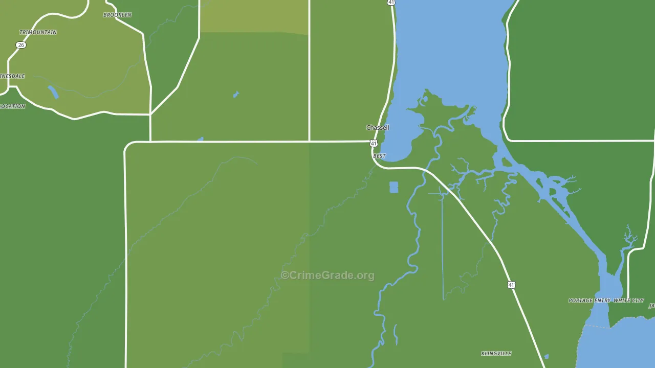 49916, MI Map of Vehicle Theft Rates
