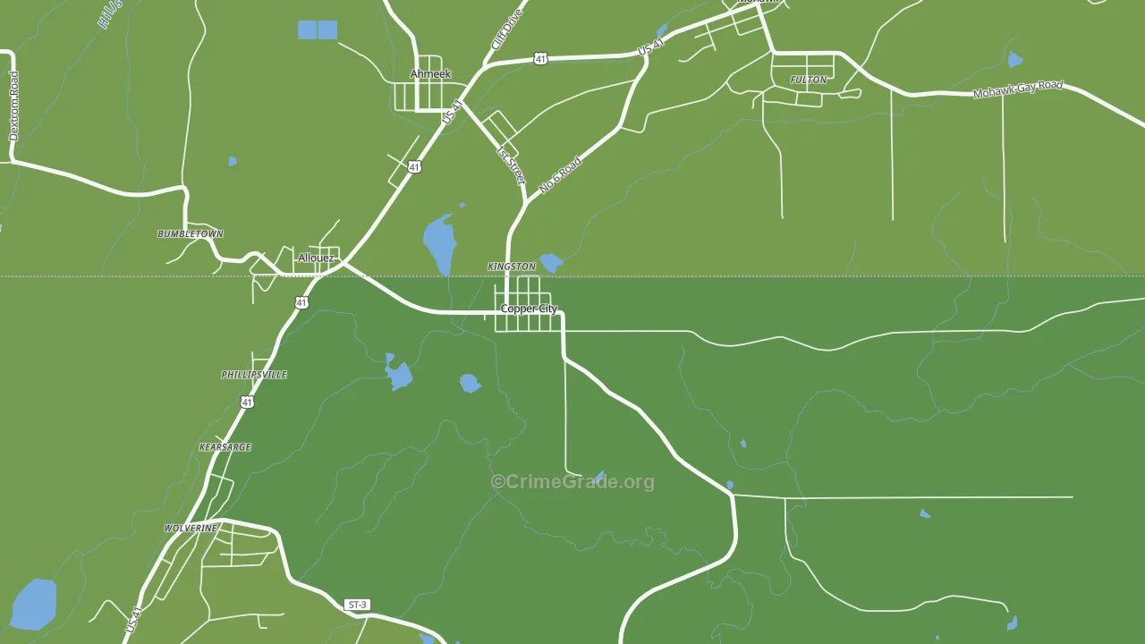 49917, MI Map of Vehicle Theft Rates