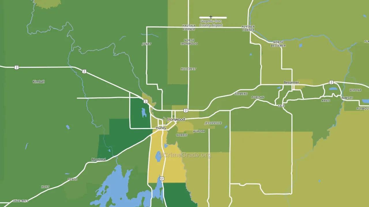 49938, MI Map of Vehicle Theft Rates