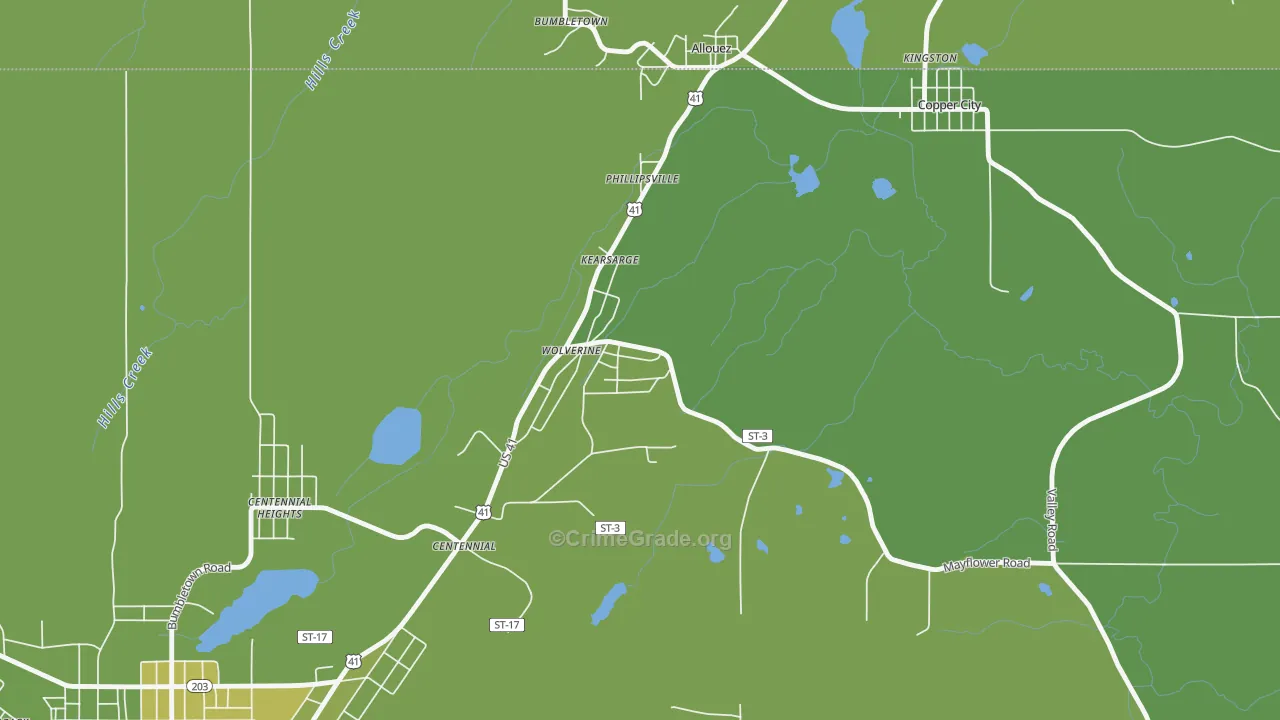 49942, MI Map of Vehicle Theft Rates