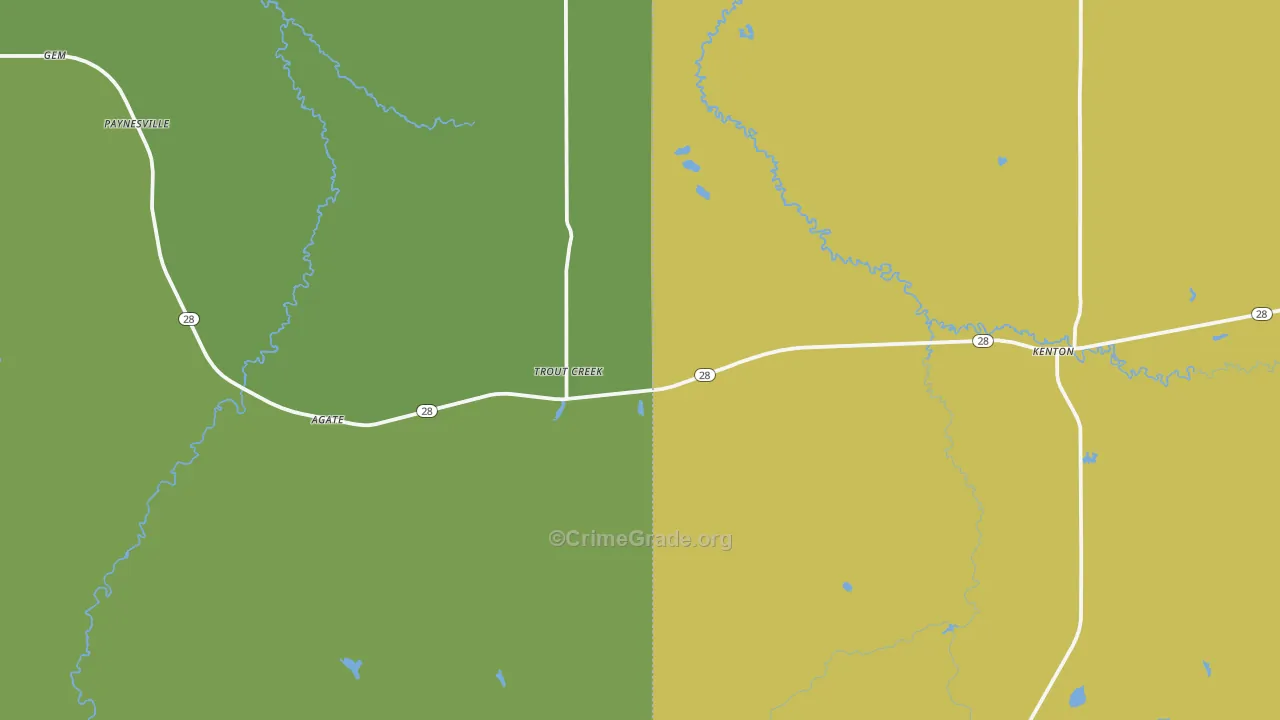 49967, MI Map of Vehicle Theft Rates