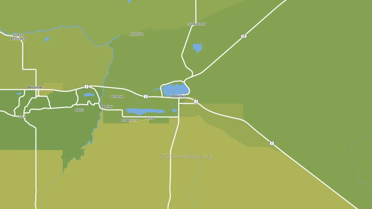 49968, MI Map of Vehicle Theft Rates