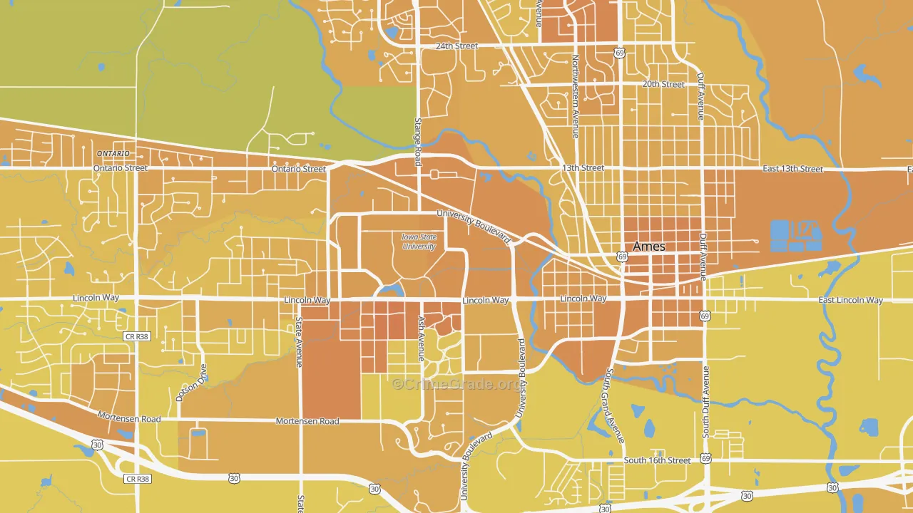 50011, IA Map of Vehicle Theft Rates