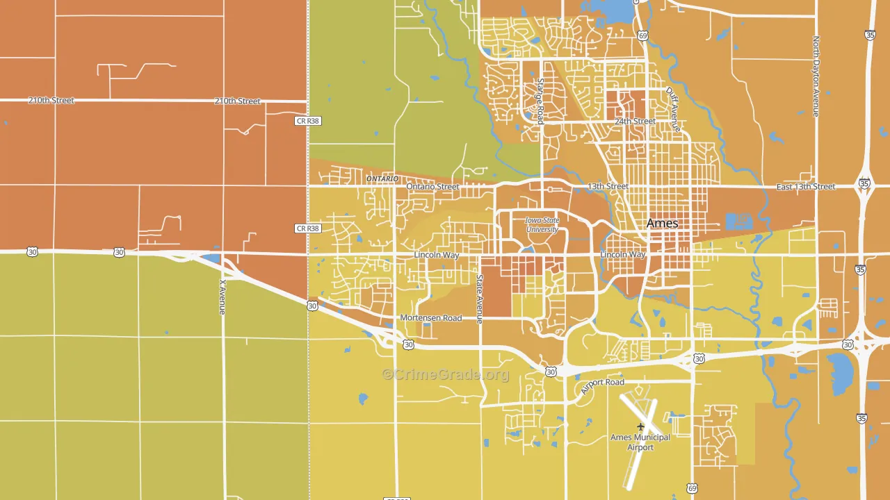 50014, IA Map of Vehicle Theft Rates