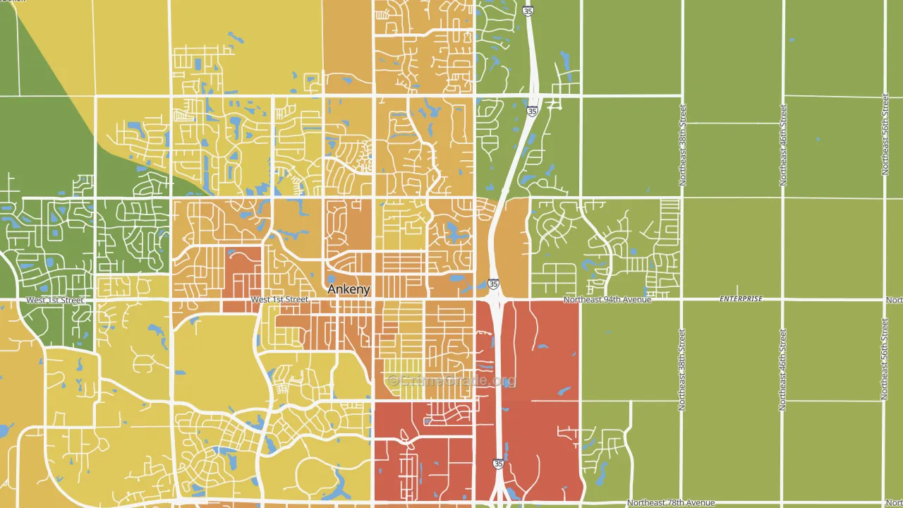 50021, IA Map of Vehicle Theft Rates
