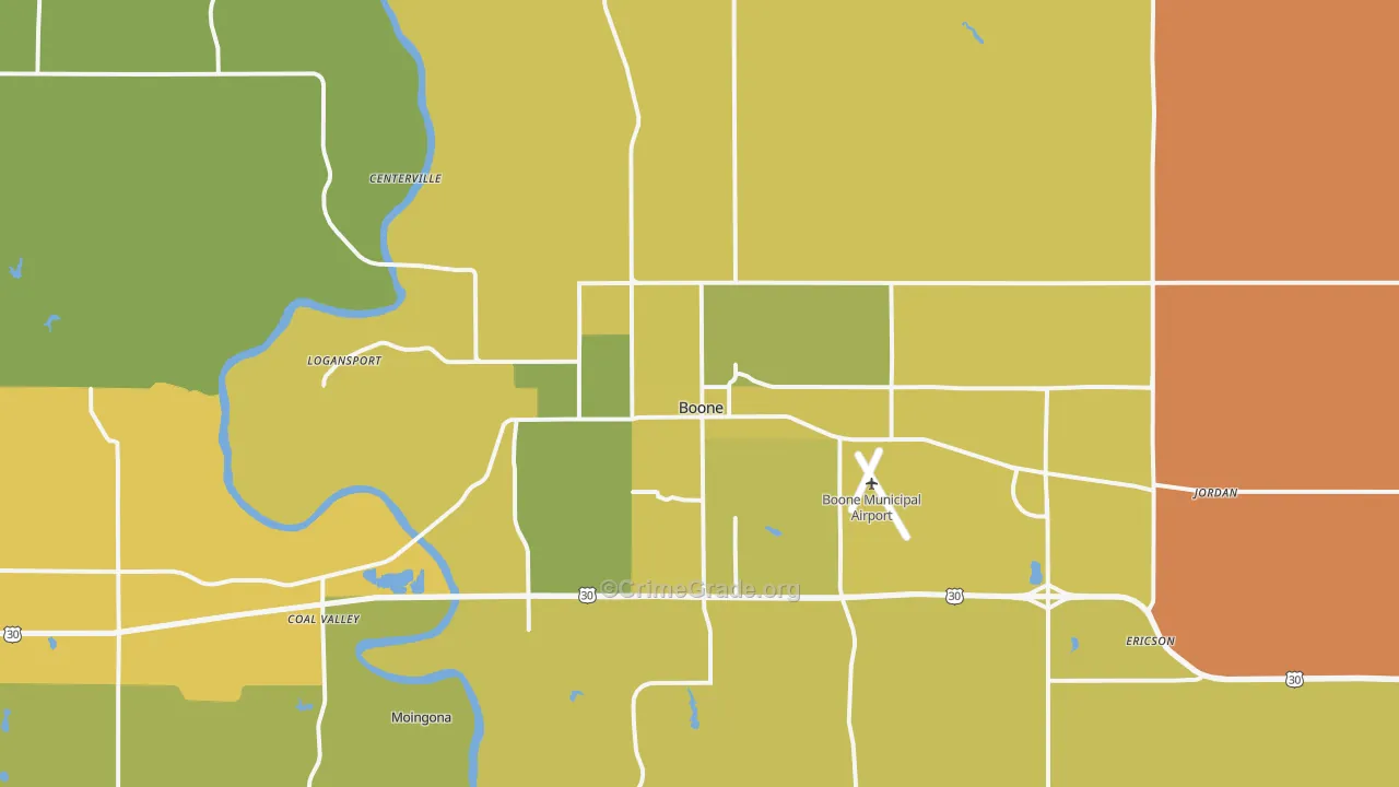 50036, IA Map of Vehicle Theft Rates