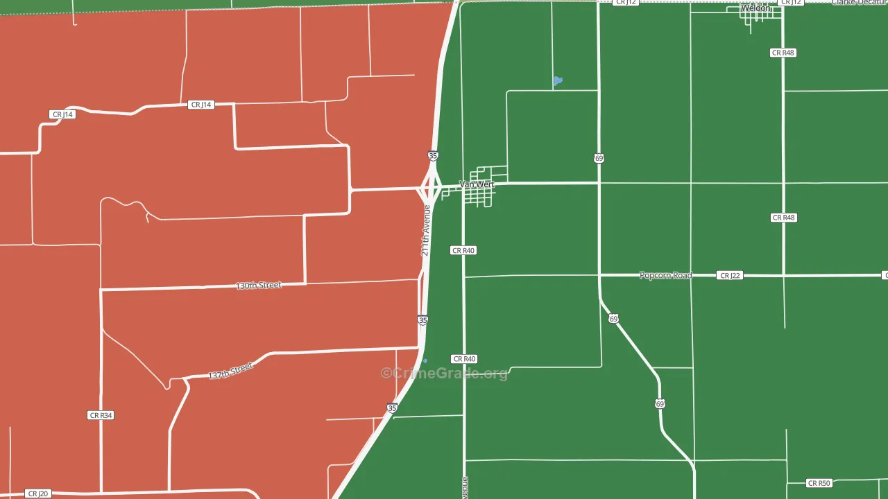 50262, IA Map of Vehicle Theft Rates