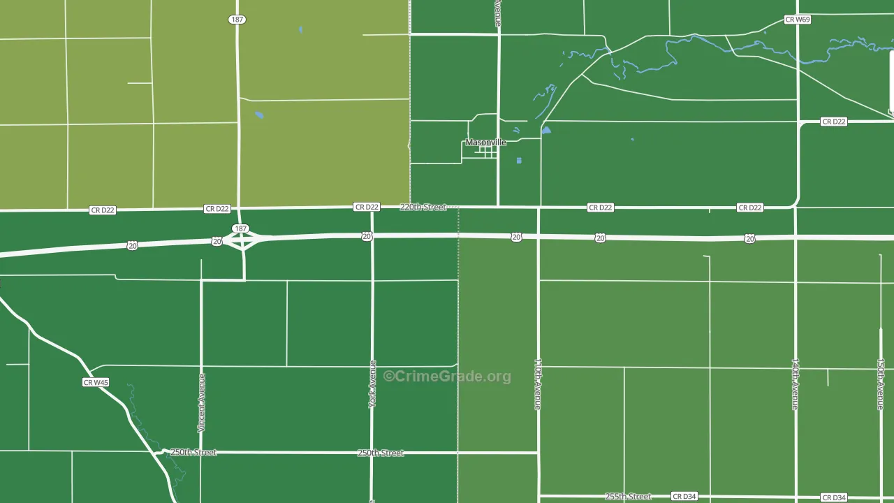 50654, IA Map of Vehicle Theft Rates