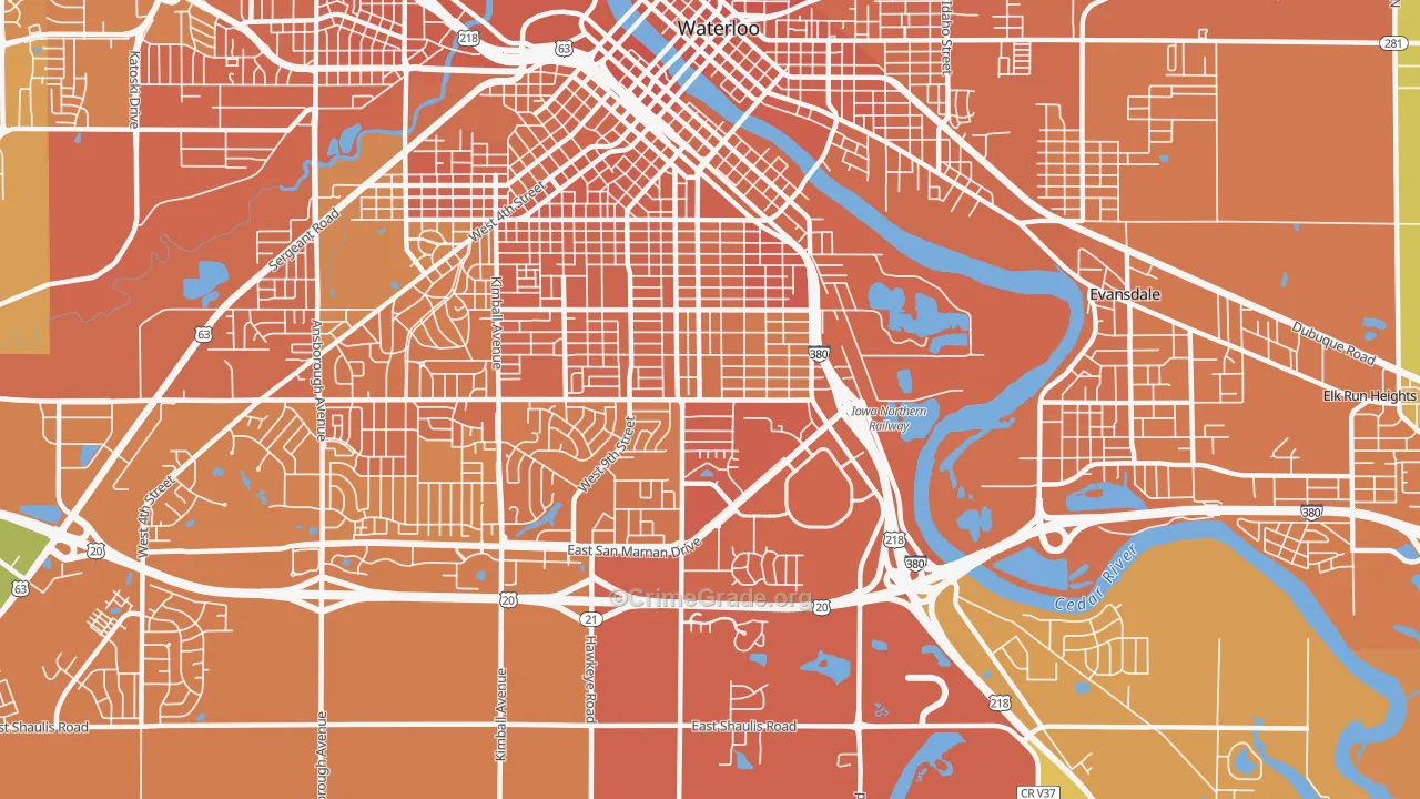 50702, IA Map of Vehicle Theft Rates