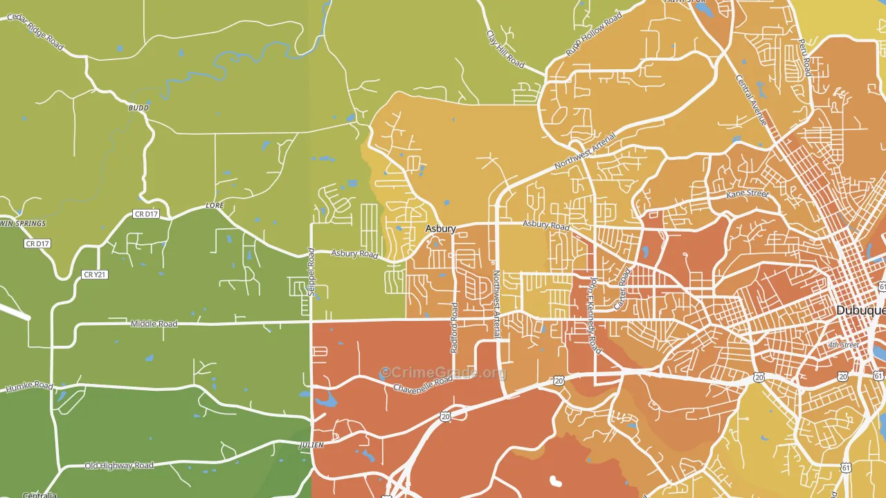 52002, IA Map of Vehicle Theft Rates