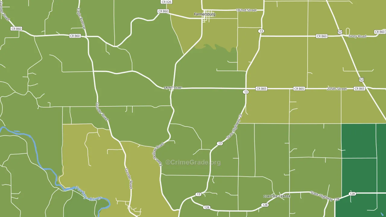 52072, IA Map of Vehicle Theft Rates
